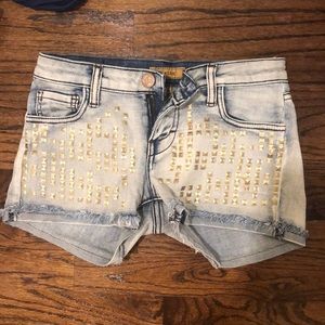 Blue Jean Shorts with Gold Stones